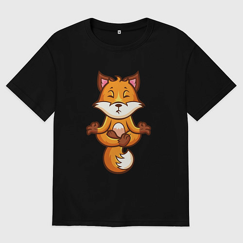 Мужская футболка оверсайз Лисиная йога / Черный – фото 1