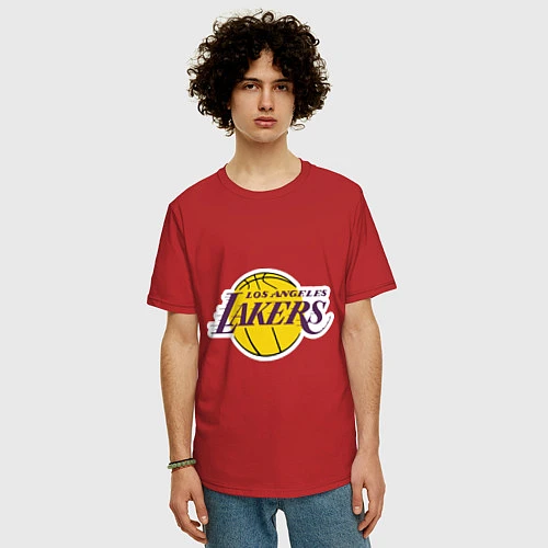 Мужская футболка оверсайз LA Lakers / Красный – фото 3