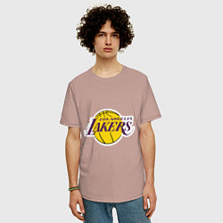 Футболка оверсайз мужская LA Lakers, цвет: пыльно-розовый — фото 2