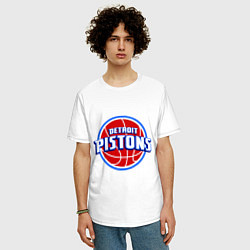 Футболка оверсайз мужская Detroit Pistons - logo, цвет: белый — фото 2