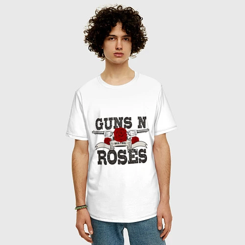 Мужская футболка оверсайз Guns n Roses: rock'n'roll / Белый – фото 3