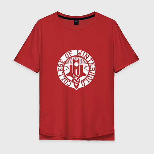 Мужская футболка оверсайз College of Winterhold / Красный – фото 1