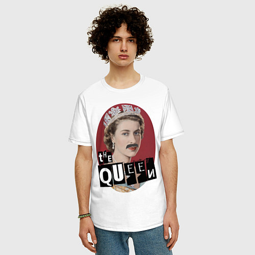 Мужская футболка оверсайз The Queen / Белый – фото 3