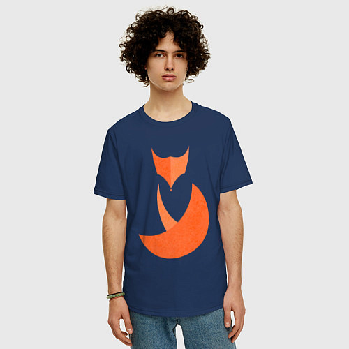 Мужская футболка оверсайз Minimal Fox / Тёмно-синий – фото 3