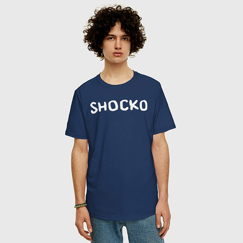 Мужская футболка оверсайз Shocko / Тёмно-синий – фото 3