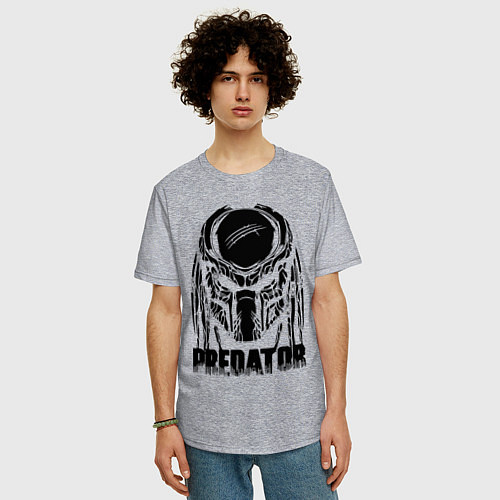 Мужская футболка оверсайз Predator Mask / Меланж – фото 3