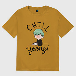 Футболка оверсайз мужская Chill Yoongi, цвет: горчичный