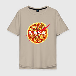 Футболка оверсайз мужская NASA: Pizza, цвет: миндальный