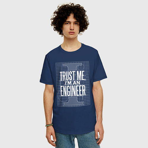 Мужская футболка оверсайз I'm an Engineer / Тёмно-синий – фото 3