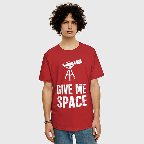 Мужская футболка оверсайз Give me Space / Красный – фото 3