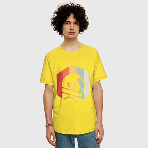 Мужская футболка оверсайз Ретро космонавт / Желтый – фото 3