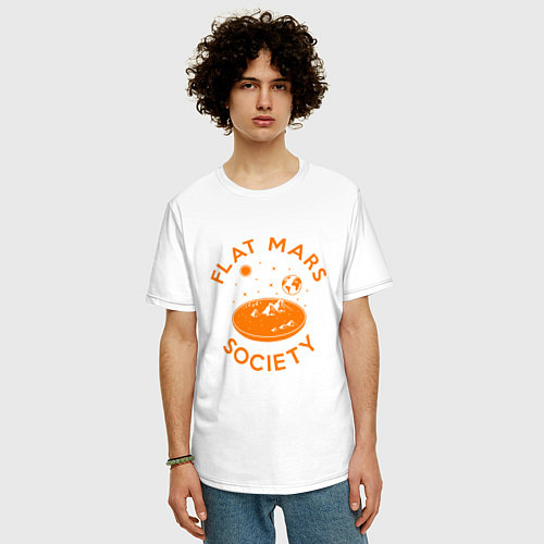 Мужская футболка оверсайз Flat Mars Society / Белый – фото 3