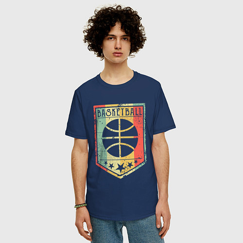 Мужская футболка оверсайз Basketball Star / Тёмно-синий – фото 3