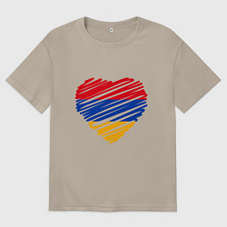 Футболка оверсайз мужская Сердце Армении, цвет: миндальный