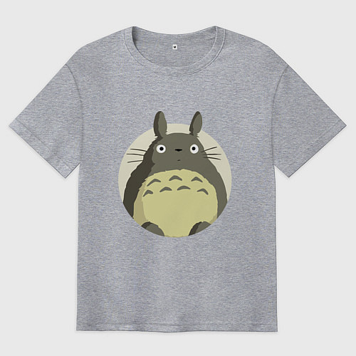 Мужская футболка оверсайз Тоторо удивленный / Меланж – фото 1