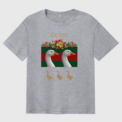 Футболка оверсайз мужская GUSSI: Flowers Style, цвет: меланж