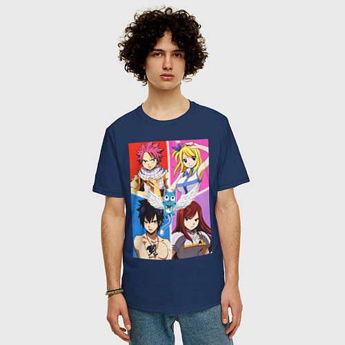 Мужская футболка оверсайз Fairy Tail Team / Тёмно-синий – фото 3