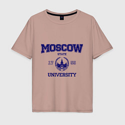 Футболка оверсайз мужская MGU Moscow University, цвет: пыльно-розовый