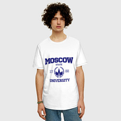 Футболка оверсайз мужская MGU Moscow University, цвет: белый — фото 2