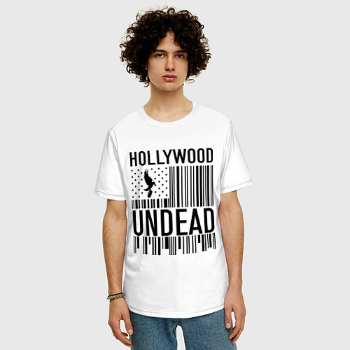 Мужская футболка оверсайз Hollywood Undead: flag / Белый – фото 3