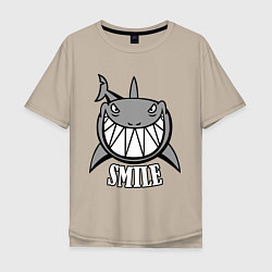 Футболка оверсайз мужская Shark Smile, цвет: миндальный