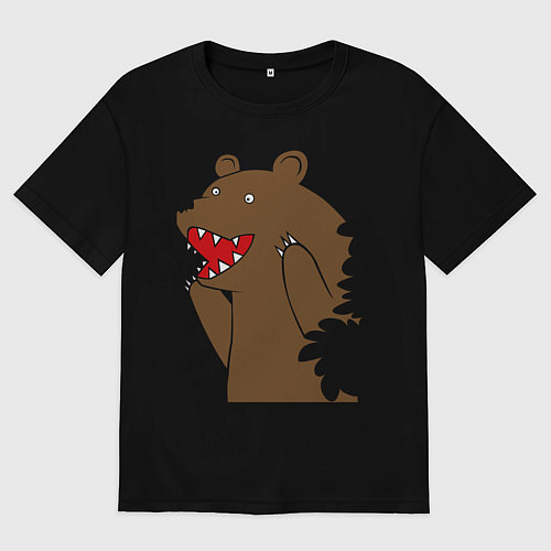 Мужская футболка оверсайз Медведь цензурный / Черный – фото 1