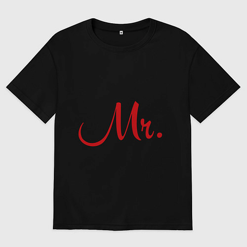 Мужская футболка оверсайз Mr. Just married / Черный – фото 1