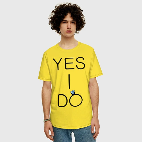 Мужская футболка оверсайз Yes I Do / Желтый – фото 3