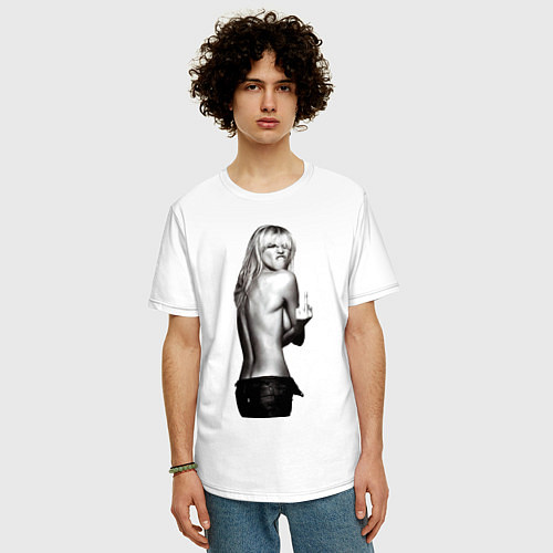 Мужская футболка оверсайз Heidi Klum: Fuck Off! / Белый – фото 3