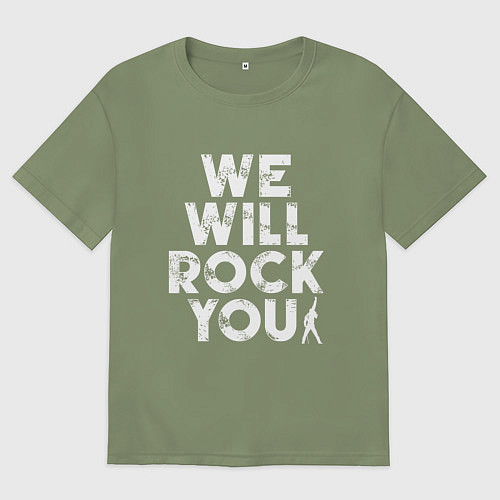 Мужская футболка оверсайз We Wil Rock You / Авокадо – фото 1