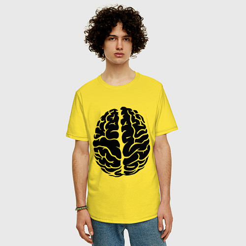 Мужская футболка оверсайз Он: мозг / Желтый – фото 3