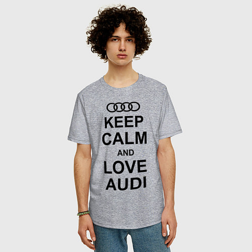 Мужская футболка оверсайз Keep Calm & Love Audi / Меланж – фото 3