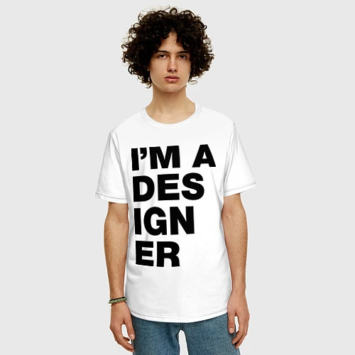 Мужская футболка оверсайз I am a designer / Белый – фото 3