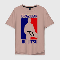 Футболка оверсайз мужская Brazilian Jiu jitsu, цвет: пыльно-розовый