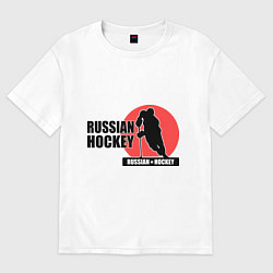 Футболка оверсайз мужская Russian hockey, цвет: белый