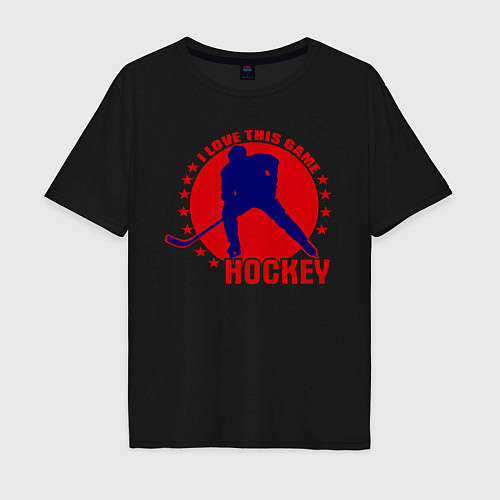 Мужская футболка оверсайз I love this Hockey / Черный – фото 1