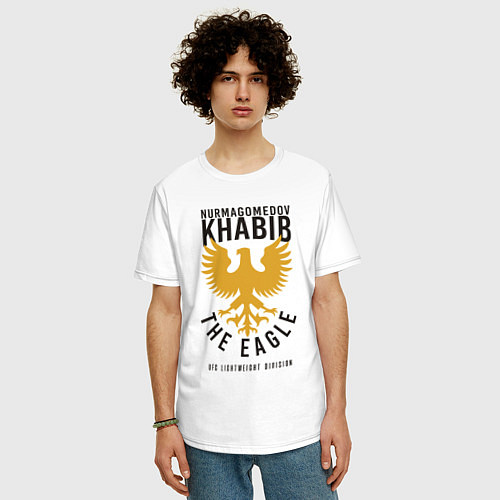 Мужская футболка оверсайз Khabib: The Eagle / Белый – фото 3