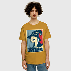 Футболка оверсайз мужская MLP: Yes I Can, цвет: горчичный — фото 2