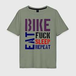 Футболка оверсайз мужская Bike eat sleep repeat, цвет: авокадо