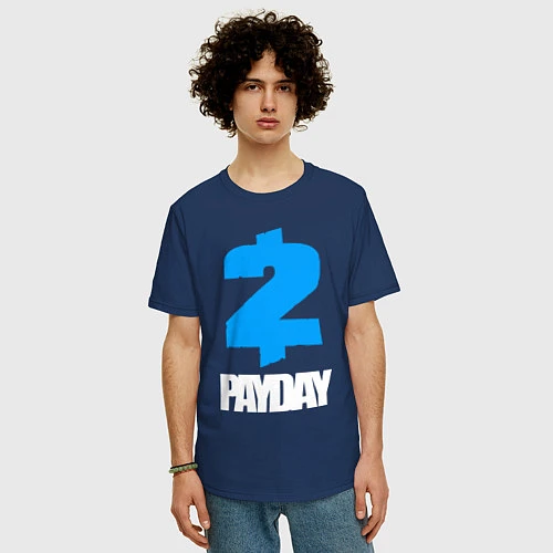 Мужская футболка оверсайз PAYDAY 2 / Тёмно-синий – фото 3