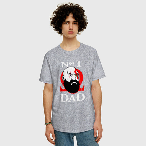 Мужская футболка оверсайз Dad Kratos / Меланж – фото 3