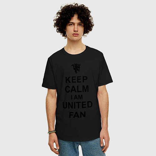 Мужская футболка оверсайз Keep Calm & United fan / Черный – фото 3