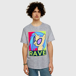 Футболка оверсайз мужская DJ Pon-3 RAVE, цвет: меланж — фото 2