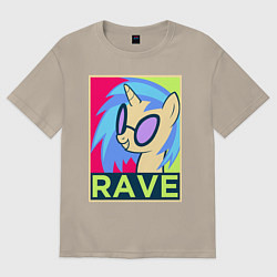 Футболка оверсайз мужская DJ Pon-3 RAVE, цвет: миндальный