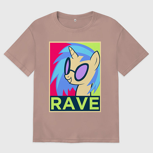 Мужская футболка оверсайз DJ Pon-3 RAVE / Пыльно-розовый – фото 1