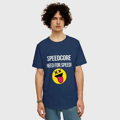 Мужская футболка оверсайз Speedcore / Тёмно-синий – фото 3