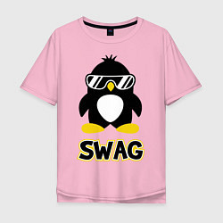 Футболка оверсайз мужская SWAG Penguin цвета светло-розовый — фото 1