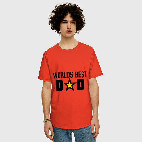 Мужская футболка оверсайз Worlds Best Dad / Рябиновый – фото 3