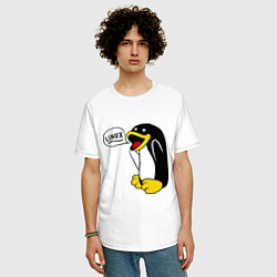 Футболка оверсайз мужская Пингвин: Linux, цвет: белый — фото 2