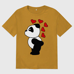 Футболка оверсайз мужская Поцелуй панды: для него, цвет: горчичный